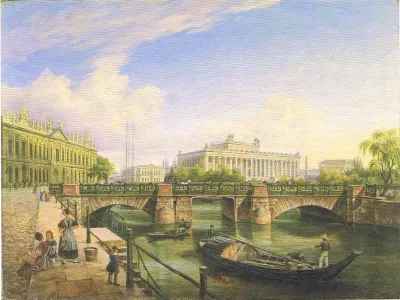 the palace bridge with the old museum and thearsenal