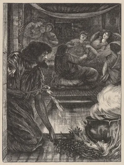 The Parable of the Burning Pot, from "Dalziels' Bible Gallery"