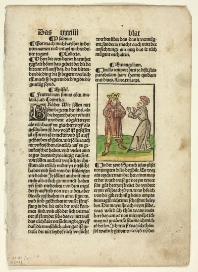The Parable of the Unjust Steward from Plenarium, Plate 14 from Woodcuts from Books of the 15th Century
