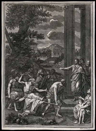 The paralytic is brought on a stretcher to Christ