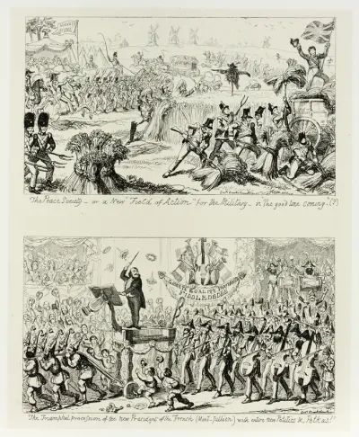 The Peace Society, or a New "Field of Action" for the Military - in "The Good Time Coming" from George Cruikshank's Steel Etchings to The Comic Almanacks: 1835-1853 (top)