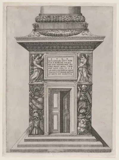 The Pediment Base of Trajan's Column, from "Speculum Romanae Magnificentiae"