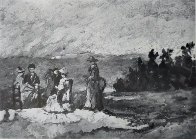 The picnic. Six ladies in a landscape