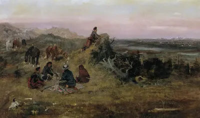 The Piegans preparing to Steal Horses from the Crows