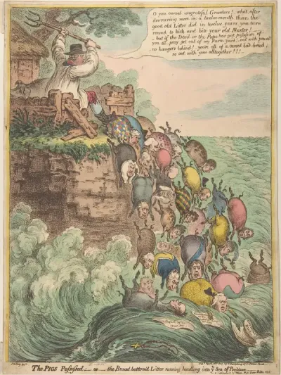 The Pigs Possessed:–or–the Broad Bottom'd Litter Running Headlong into Ye Sea of Perdition