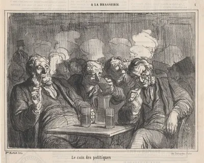 The politician's corner, from 'In the pub,' published in Le Charivari, January 5, 1864