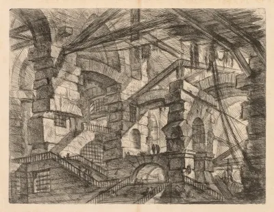 The Prisons: A Perspective of Colonnades with Zig Zag Staircase