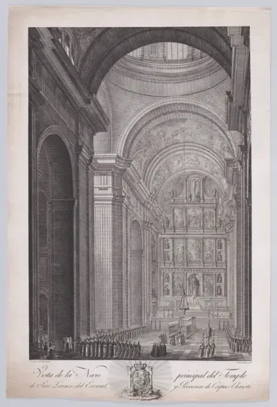 The procession of Corpus Christi in the nave of the Church of the monastery of El Escorial, from "Views of El Escorial"