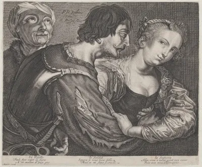 The procuress: an old woman, a soldier, and a woman