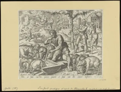 The Prodigal Son Eating with The Swine