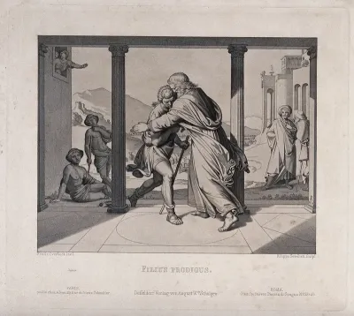 The prodigal son embraces his father