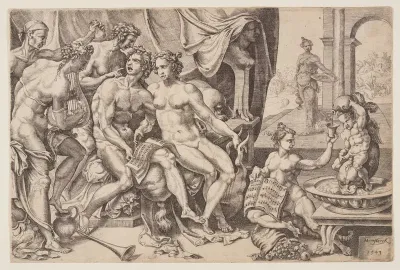 The Prodigal Son Squandering his Inheritance on Harlots