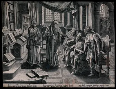 The prophet Elisha, inspired by the music of a minstrel, tells the kings of Israel, Judah and Edom that their lands will be irrigated without the aid of rain or wind
