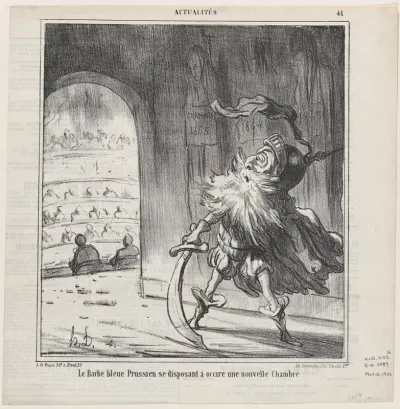 The Prussian bluebeard getting ready to finish off another new Chamber of Deputies, from "News of the day"