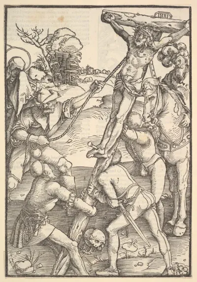 The Raising of the Cross (verso: The Raising of the Cross, from Speculum Passionis Domini)