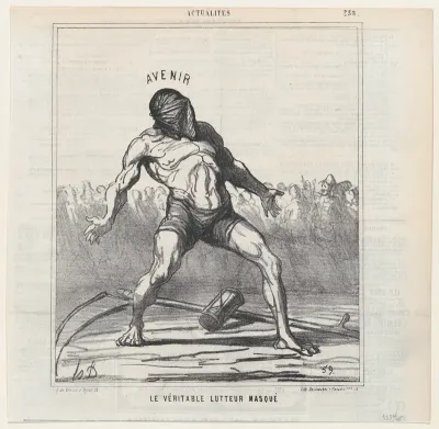 The real masked fighter, from 'News of the day,' published in "Le Charivari"