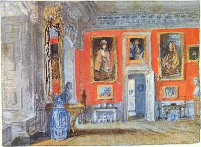 The Red Room in Petworth House, Sussex