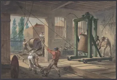 The Reels of Gutta-percha Covered Conducting Wire Conveyed into Tanks at the Works of the Telegraph Construction and Maintenance Company, at Greenwich