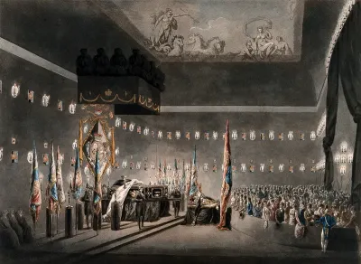 The remains of Lord Viscount Horatio Nelson lying in state in Greenwich