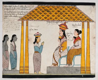 The representative of the people of Jetuttara requests Prince Vessantara to leave the city