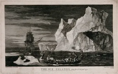 The Resolution, Captain Cook's ship, in the Antarctic circle