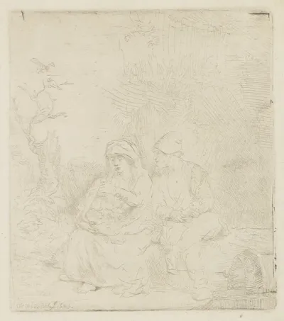 The rest on the flight to Egypt: lightly etched