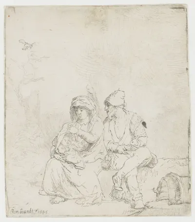 The rest on the flight to Egypt: lightly etched