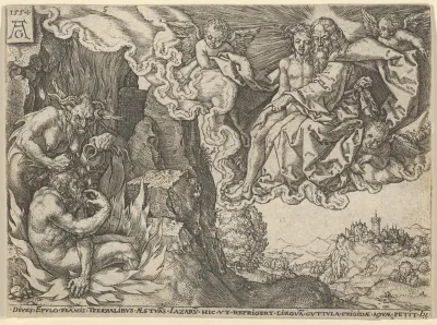 The Rich Man in Hell, Seeing Lazarus Embraced by Abraham, from "The Parable of the Rich Man and Lazarus"
