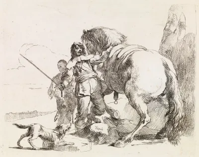 The Rider Standing by his Horse, from Vari Capricci