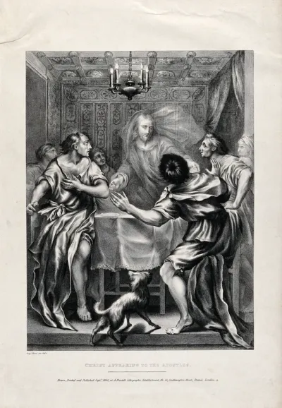 The risen Christ appears as a ghost to the apostles