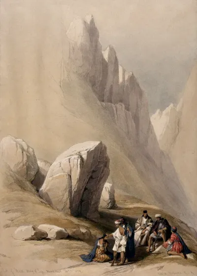The Rock of Moses in Wady-El-Leja valley, west of Mount Sinai