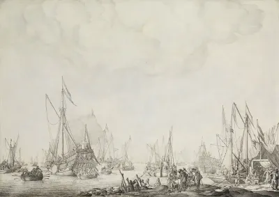 The Royal and State Yachts, possibly the Arrival of Charles II of England at Moerdijk, 1660