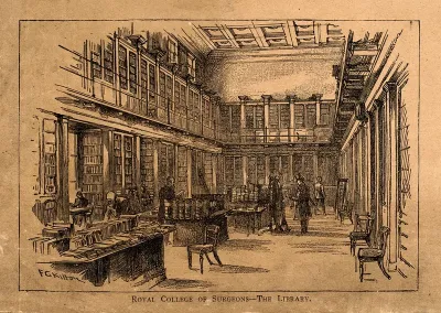 The Royal College of Surgeons, Lincoln's Inn Fields, London: the interior of the library