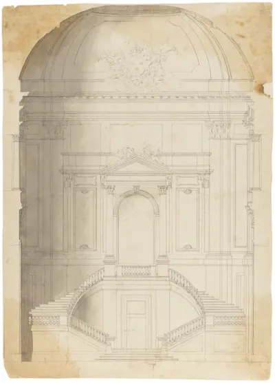 The Royal Palace in Stockholm; Interior Elevation of the South Archway (Facing the Hall of State)