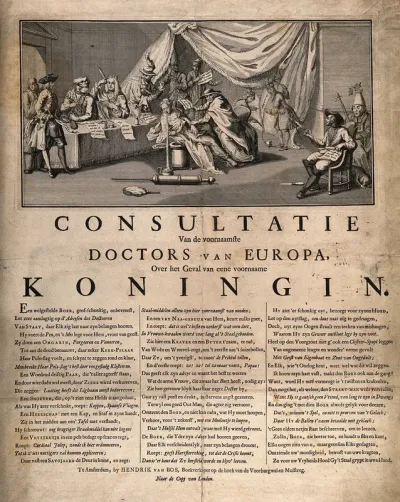 The rulers of Europe as doctors prescribing remedies for Empress Maria Theresa