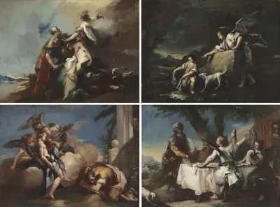 The Sacrifice of Isaac, Tobias and the Angel, The Angels Appearing to Abraham, Abraham Welcoming the Three Angels (painting series)