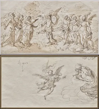 The Seven Archangels (recto); Studies of an Archangel and a Wind God (verso)