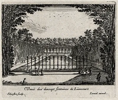 The seventeen fountains in the gardens at Liancourt
