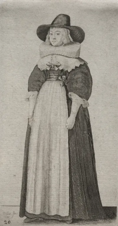 The Several Habits of English Women, from the Nobility to the Country Women as they are in these times:  The Woman with a Mannish Hat and Ribboned Bodice