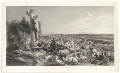 "The shepherd's prayer". Naar Sir Edwin Landseer, met adressen van ranes en Knoedler