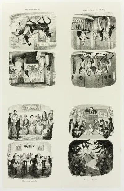 The Shop and the Shay from George Cruikshank's Steel Etchings to The Comic Almanacks: 1835-1853 (top left)