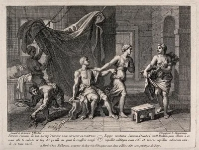 The shorn Samson is rebuffed by Delilah