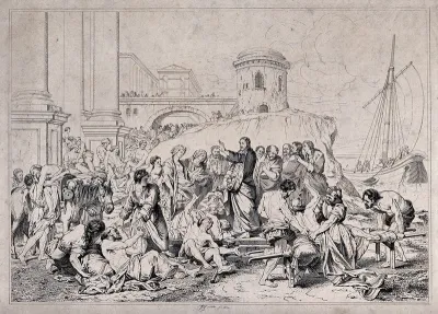 The sick are brought to Christ at Gennesaret by the sea