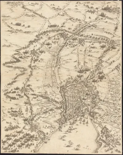 The Siege of La Rochelle [plate 6 of 16;  set comprises 1952.8.97-112]