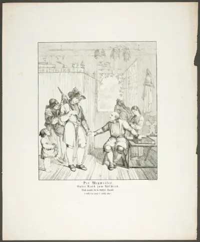 The Signpost (Der Wegweiser), plate ten from the series Poems in the Dialect of the Upper Rhine Region (Zehn Blätter zu Hebels Alemannischen Gedichten)