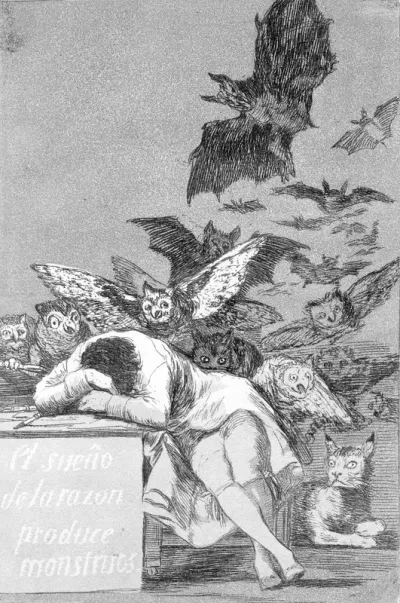 The sleep of reason produces monsters (No. 43), from Los Caprichos