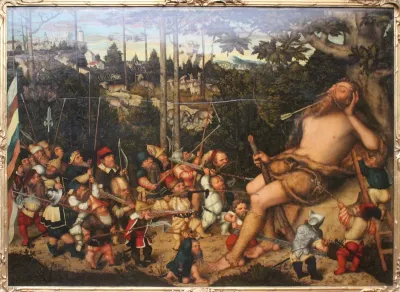 The sleeping Hercules with the Pygmies