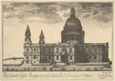 The South East Prospect of the Cathedral Church of St. Paul, London, from "Overton's Prospects"