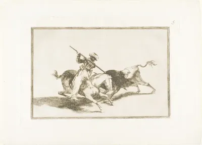 The Spirited Moor Gazul is the First to Spear Bulls According to Rules, plate five from The Art of Bullfighting