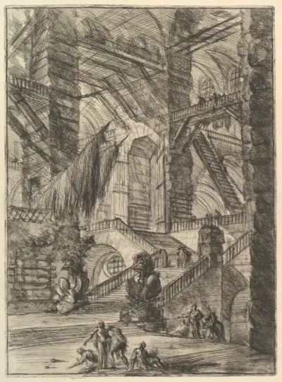 The Staircase with Trophies, from "Carceri d'invenzione" (Imaginary Prisons)